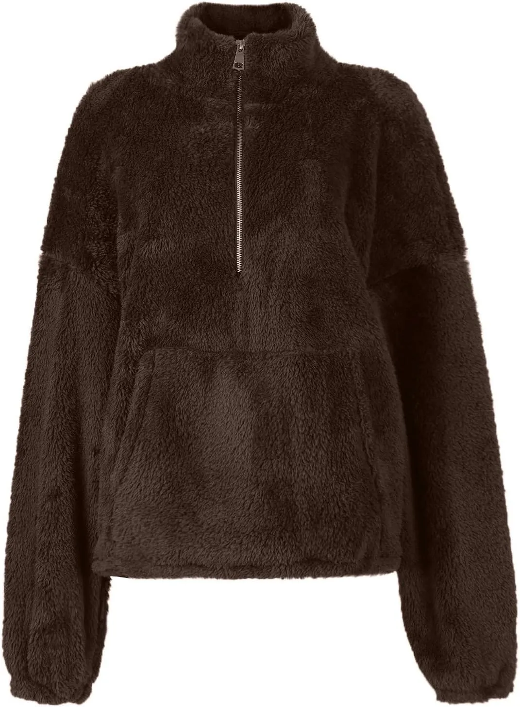 1/4 Zip Sherpa Pullover Womens Fuzzy Fleece Half Zip Pullover Oversized Zip Up Hoodie Quarter Zip Cropped Sweatshirt