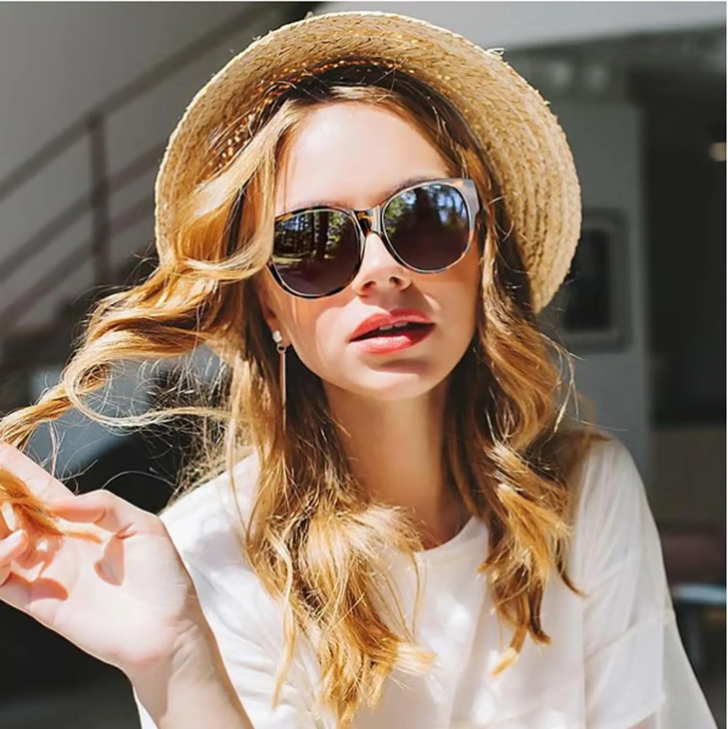 2025 New Oversized Cat Eye Sunglasses Polarized UV400 Protection, Women Oversized Sun Glasses Myopia-friendly