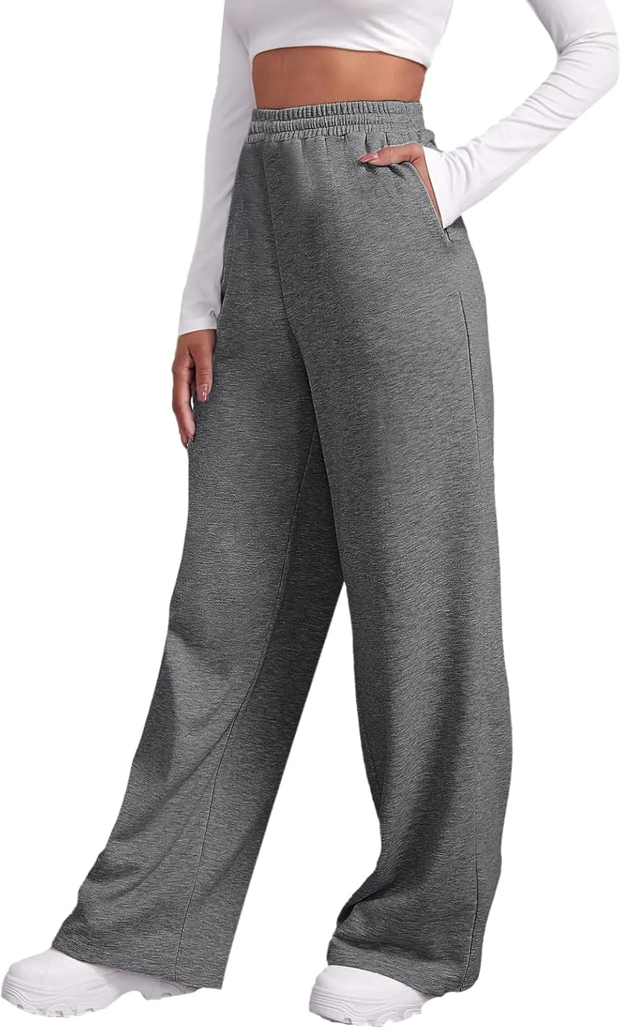 Aniywn Baggy Wide Leg Sweatpants for Women Joggers Workout Lounge with Pockets Yoga Pant Causal Drawstring High Waist Joggers