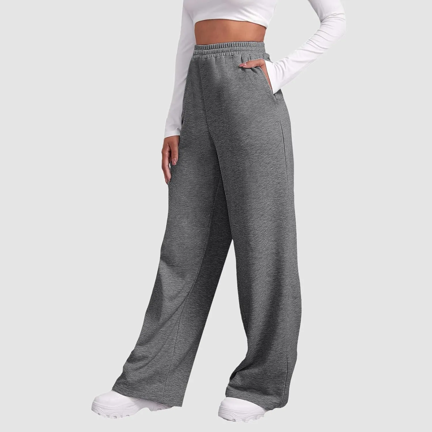 Aniywn Baggy Wide Leg Sweatpants for Women Joggers Workout Lounge with Pockets Yoga Pant Causal Drawstring High Waist Joggers