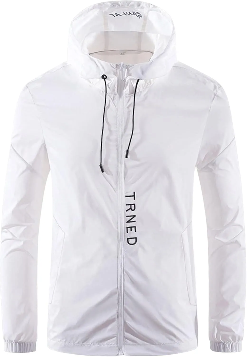 BIFUTON Waterproof Jackets for Men Lightweight Full Zip Up Hoodie Long Sleeve Windbreaker Jackets Outdoor Hiking Trench Coats