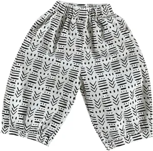 Boys' Cotton Linen Harem Bloomers Pants for Baby Toddler Striped Bloomer Elastic Basic Harem Pants Joggers 0 Months 24 Months