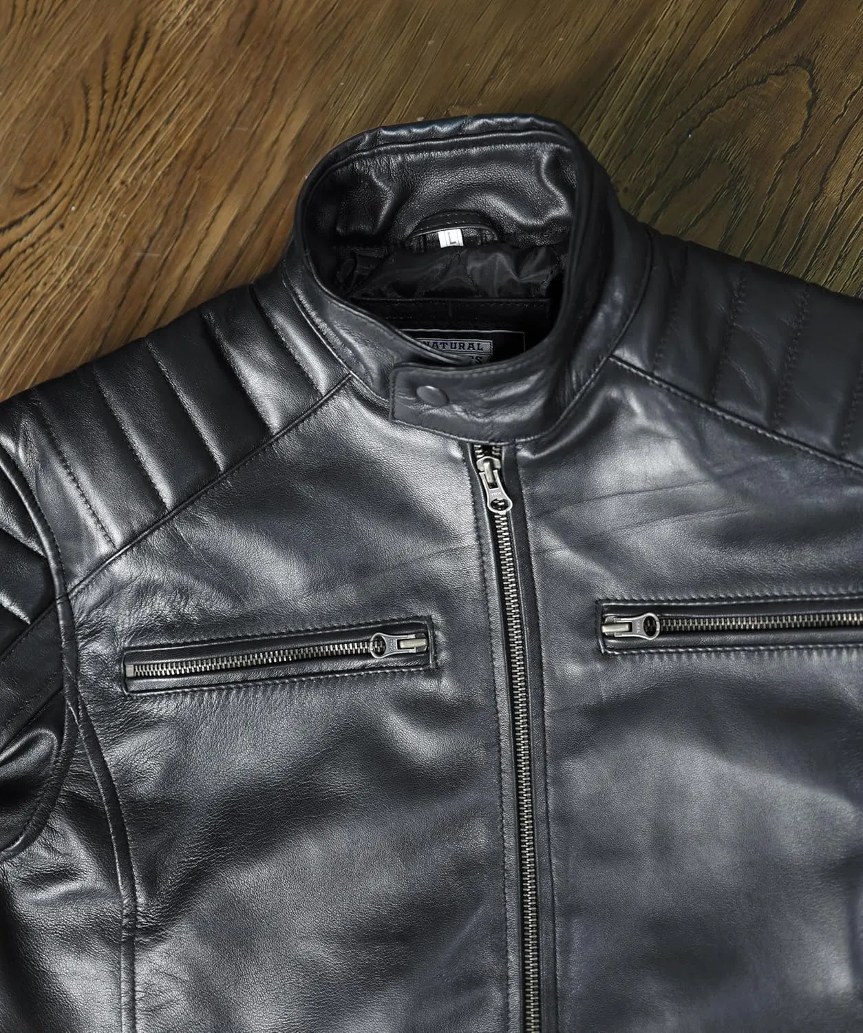 Cafe Racer Distressed Mens Lambskin Leather Jacket - Genuine Men Leather Jacket - Mens Leather Biker Jacket
