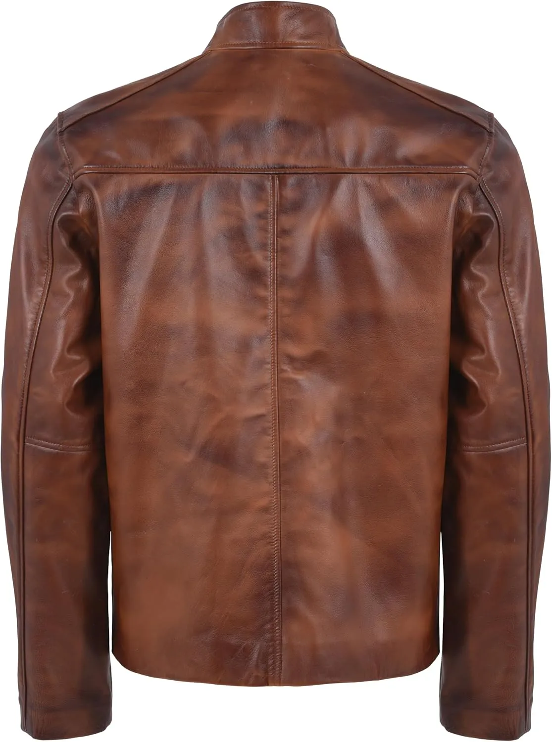 Cafe Racer Distressed Mens Lambskin Leather Jacket - Genuine Men Leather Jacket - Mens Leather Biker Jacket