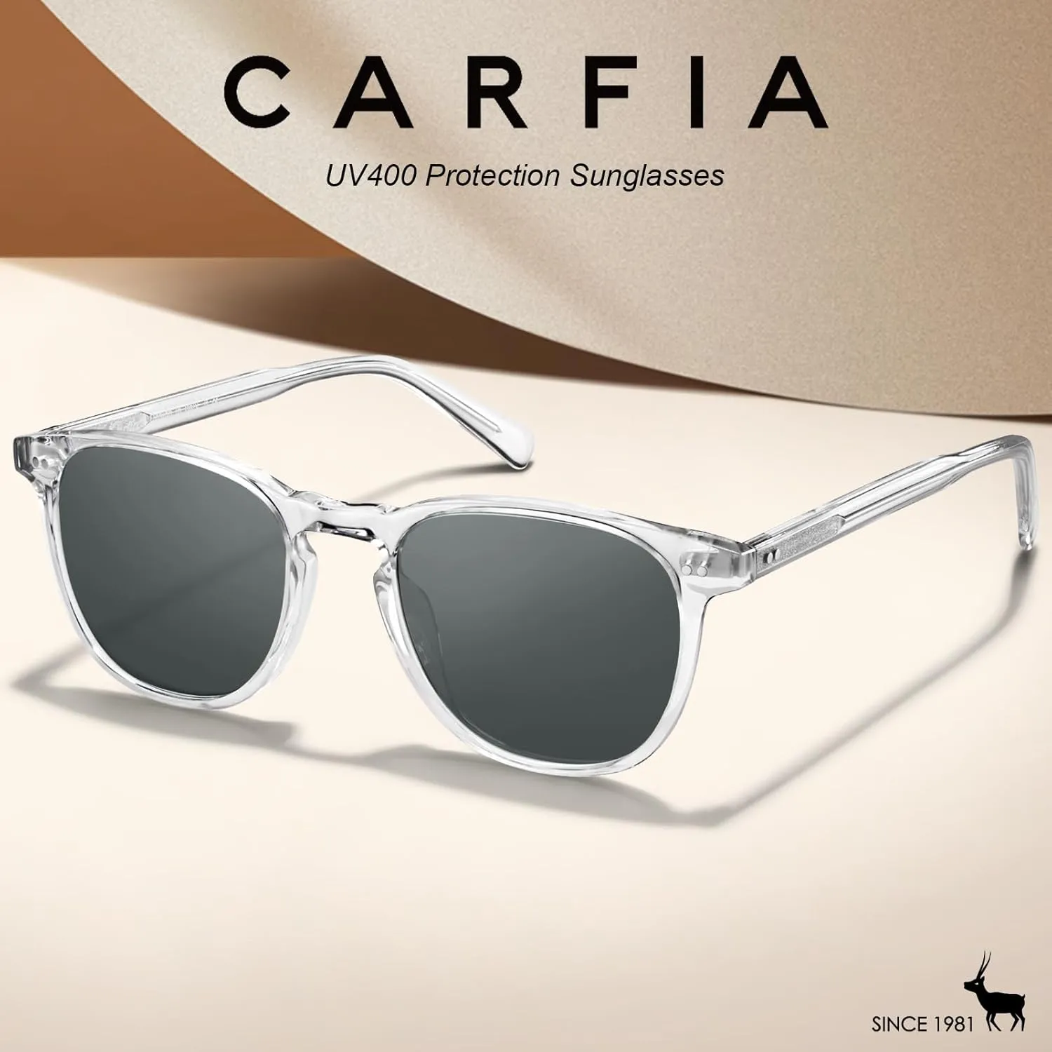 CARFIA Retro Polarized Sunglasses for Women Small and Medium Face UV Protection, Handcrafted Acetate Frame Sunnies CA5285