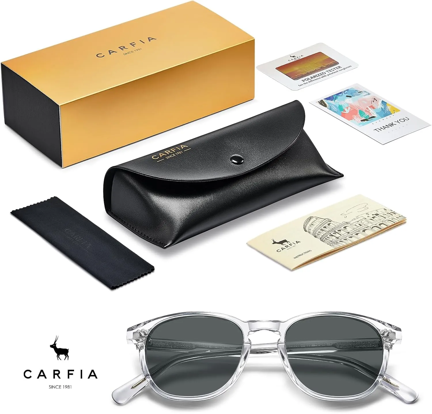 CARFIA Retro Polarized Sunglasses for Women Small and Medium Face UV Protection, Handcrafted Acetate Frame Sunnies CA5285