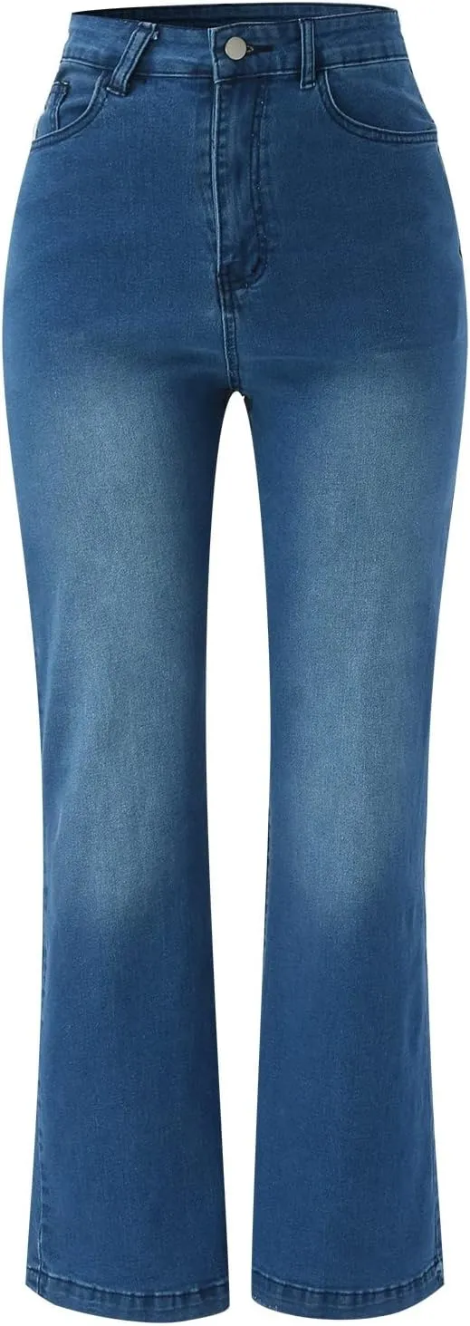 Cargo Jeans for Women High Waisted Wide Leg Jeans with Flap Pocket Y2K Womens Jeans Skinny Stretch Denim Pants Jeans