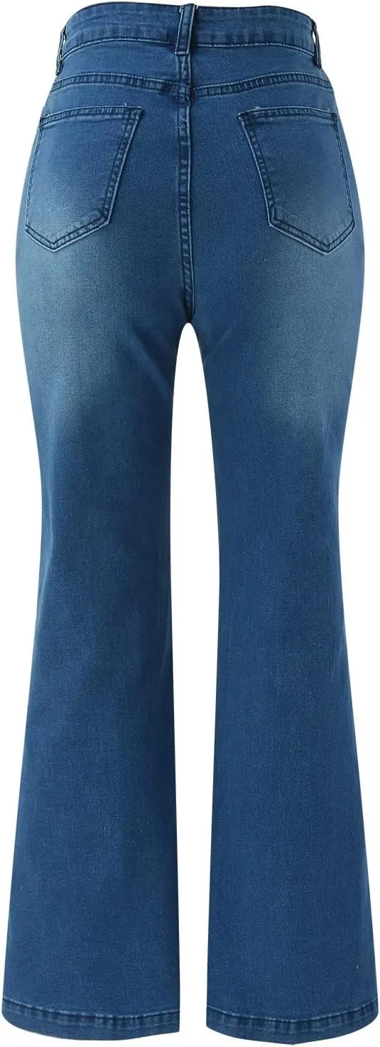 Cargo Jeans for Women High Waisted Wide Leg Jeans with Flap Pocket Y2K Womens Jeans Skinny Stretch Denim Pants Jeans