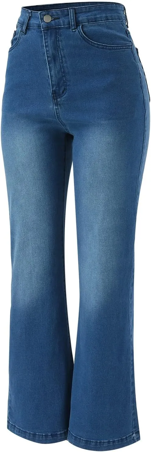 Cargo Jeans for Women High Waisted Wide Leg Jeans with Flap Pocket Y2K Womens Jeans Skinny Stretch Denim Pants Jeans
