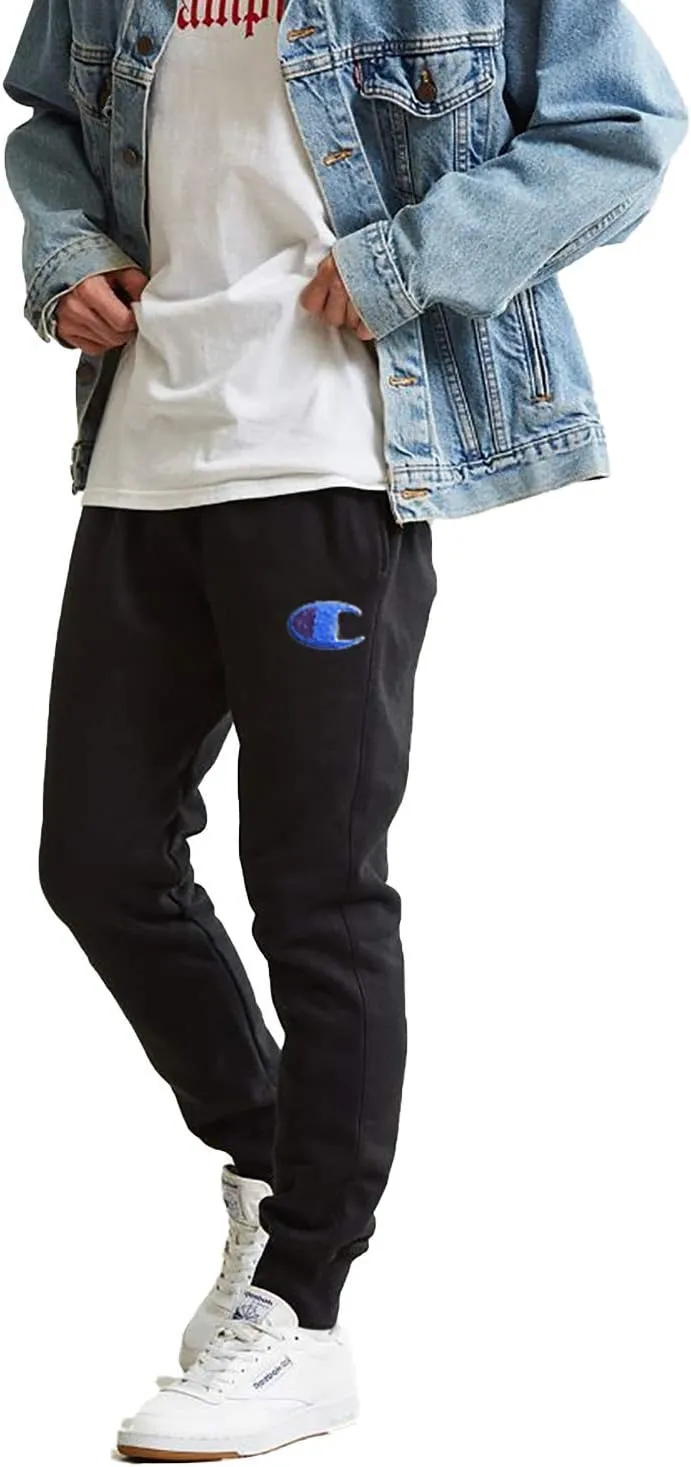 Champion Men's Reverse Weave Joggers, Chenille C Logo Blue