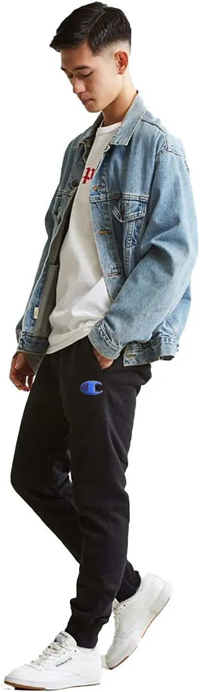 Champion Men's Reverse Weave Joggers, Chenille C Logo Blue