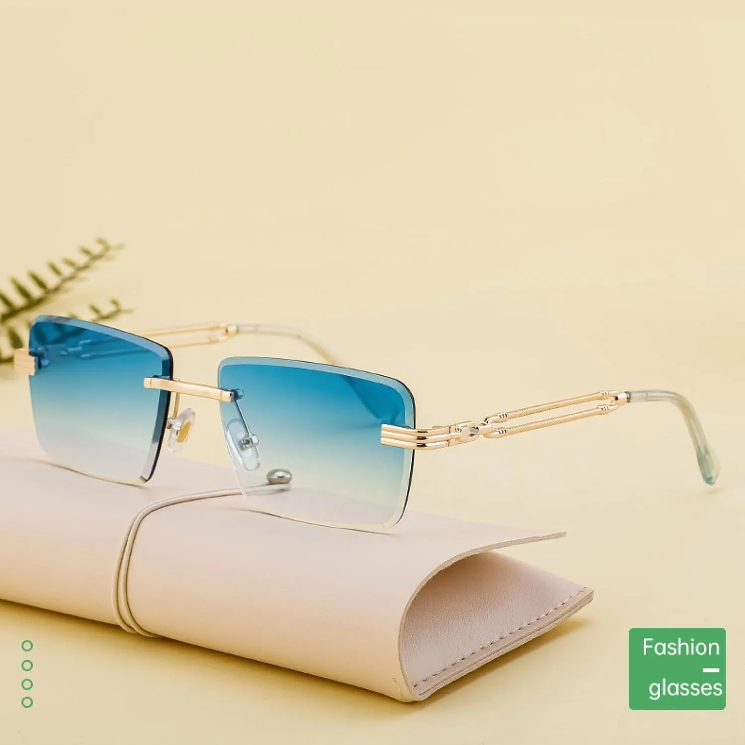 Classic Small Rectangle Rimless Sunglasses for Men Luxury Vintage Outdoor Uv400