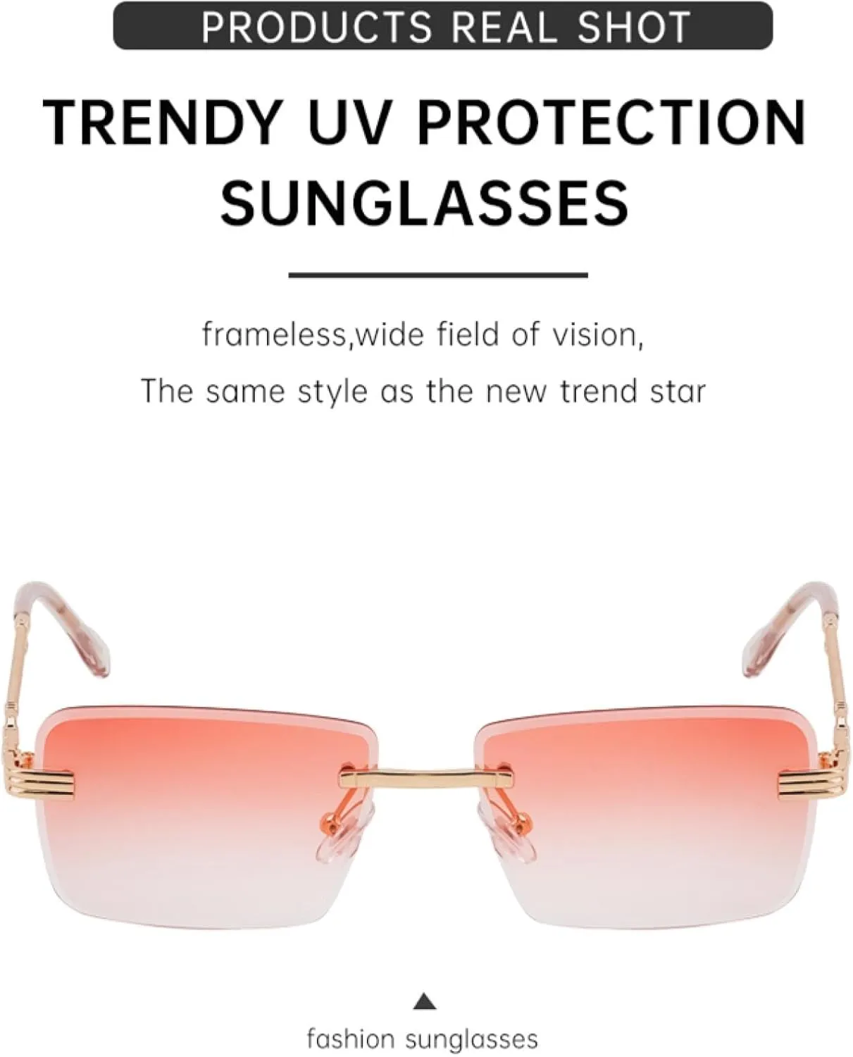 Classic Small Rectangle Rimless Sunglasses for Men Luxury Vintage Outdoor Uv400