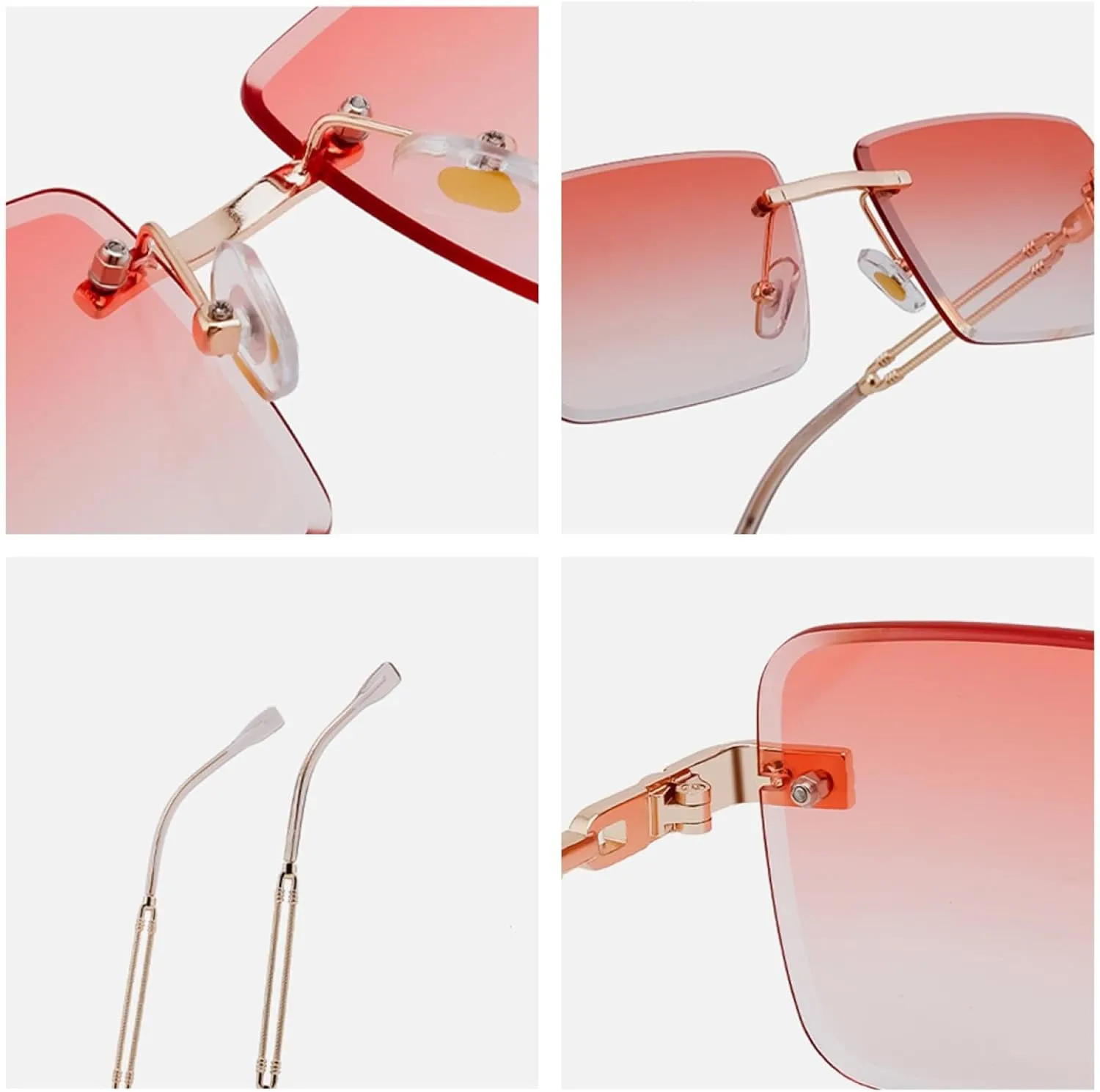 Classic Small Rectangle Rimless Sunglasses for Men Luxury Vintage Outdoor Uv400