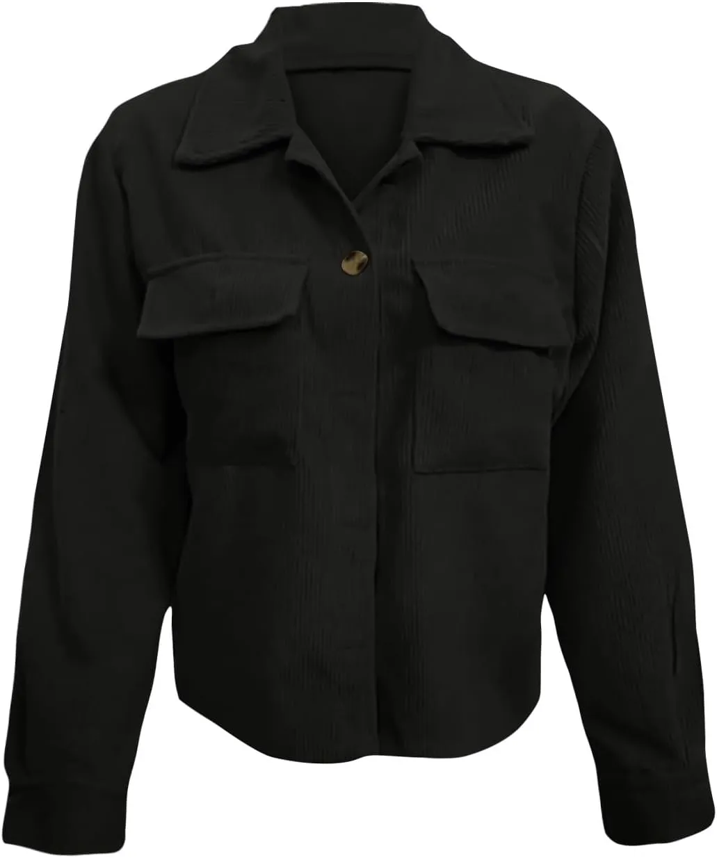 Corduroy Jacket Women Trendy Button Down Shacket Cropped Jacket Soft Long Sleeve Fall Outerwear with Pockets