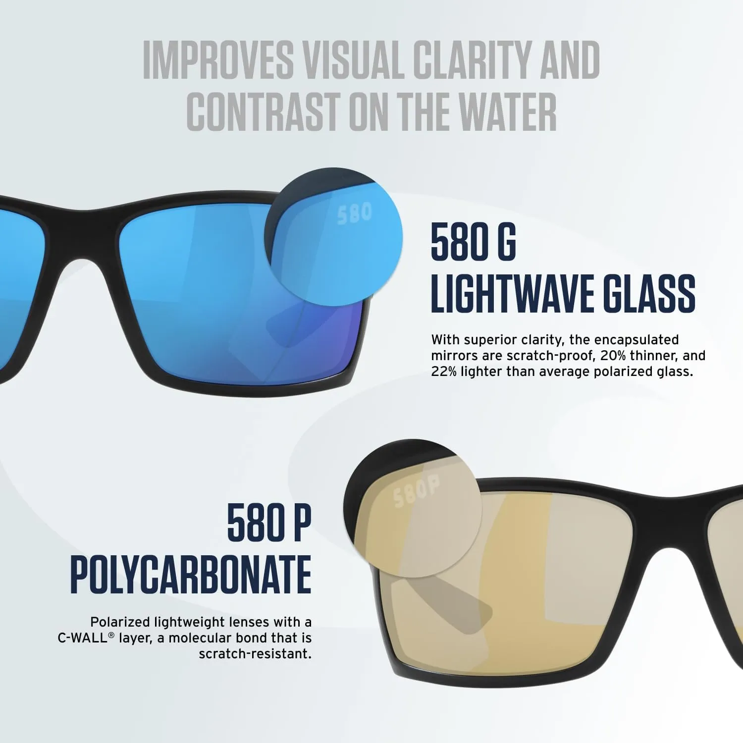 Costa Del Mar Men's Pescador Rectangular Sunglasses