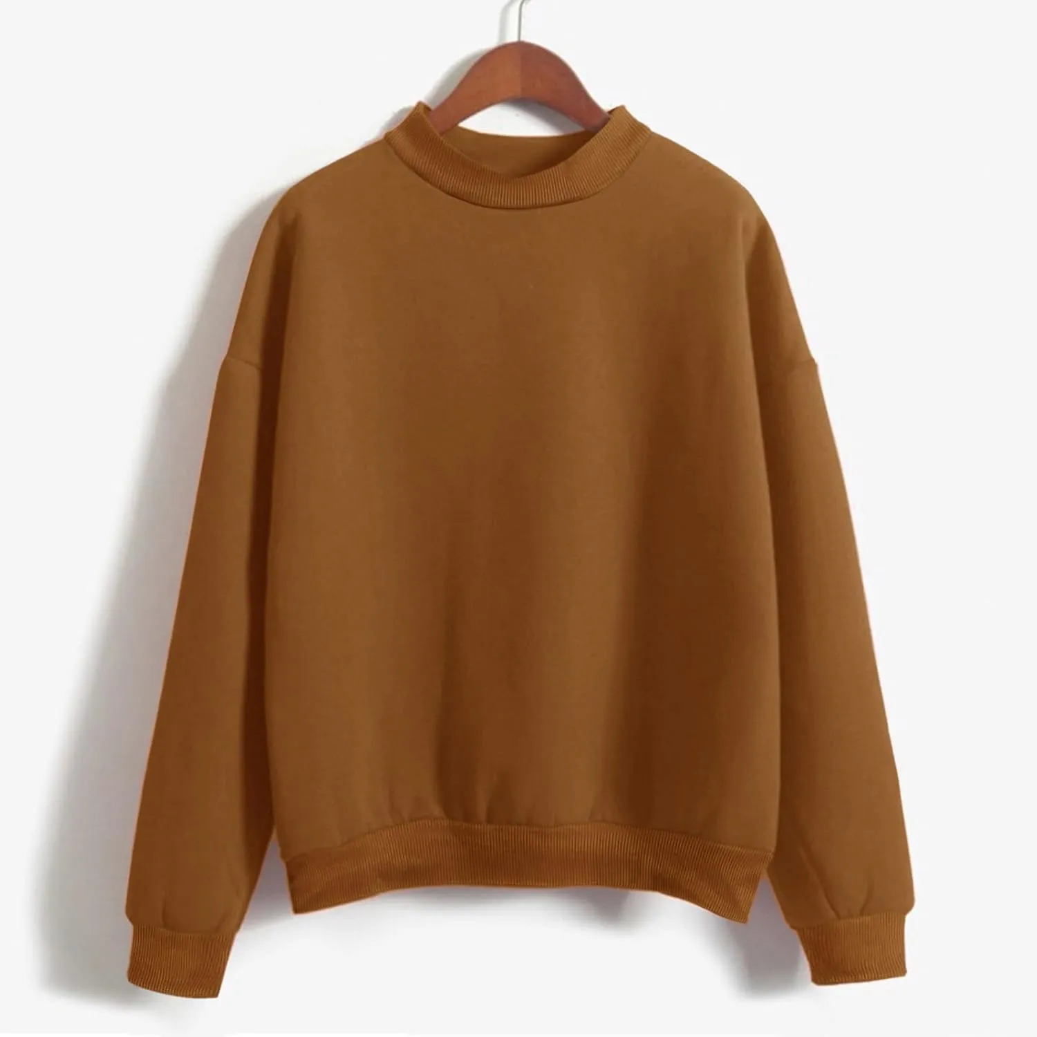 Crewneck Long Sleeve Shirts Oneck Custom Logo Knitted Pullovers Thick Autumn Winter Loose Long Sleeve Tops 2024