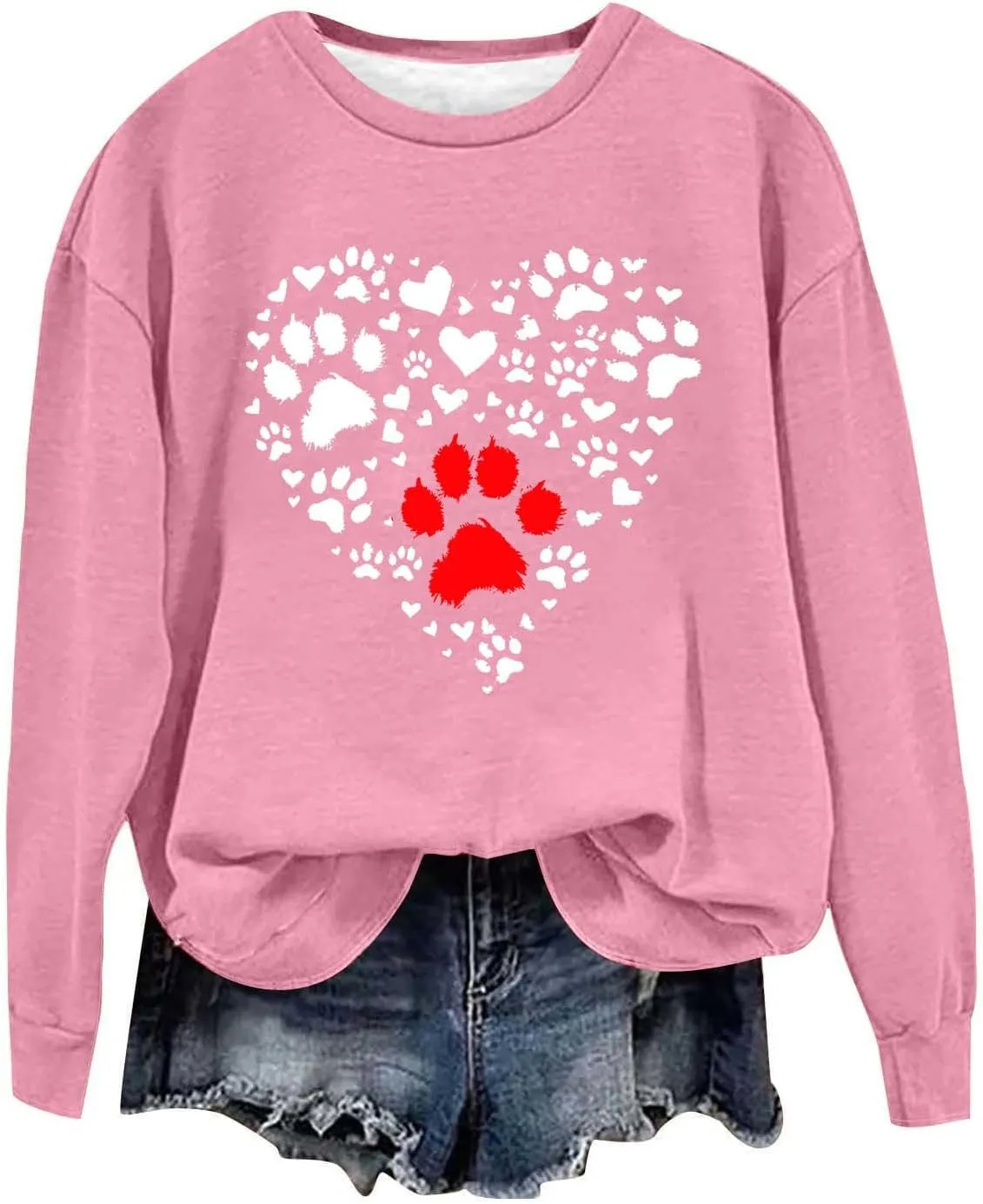 Crewneck Sweatshirts Women Casual Loose Fit Long Sleeve Love Printed Pullover Tops 2024 Fashion Graphic Fleece Clothes
