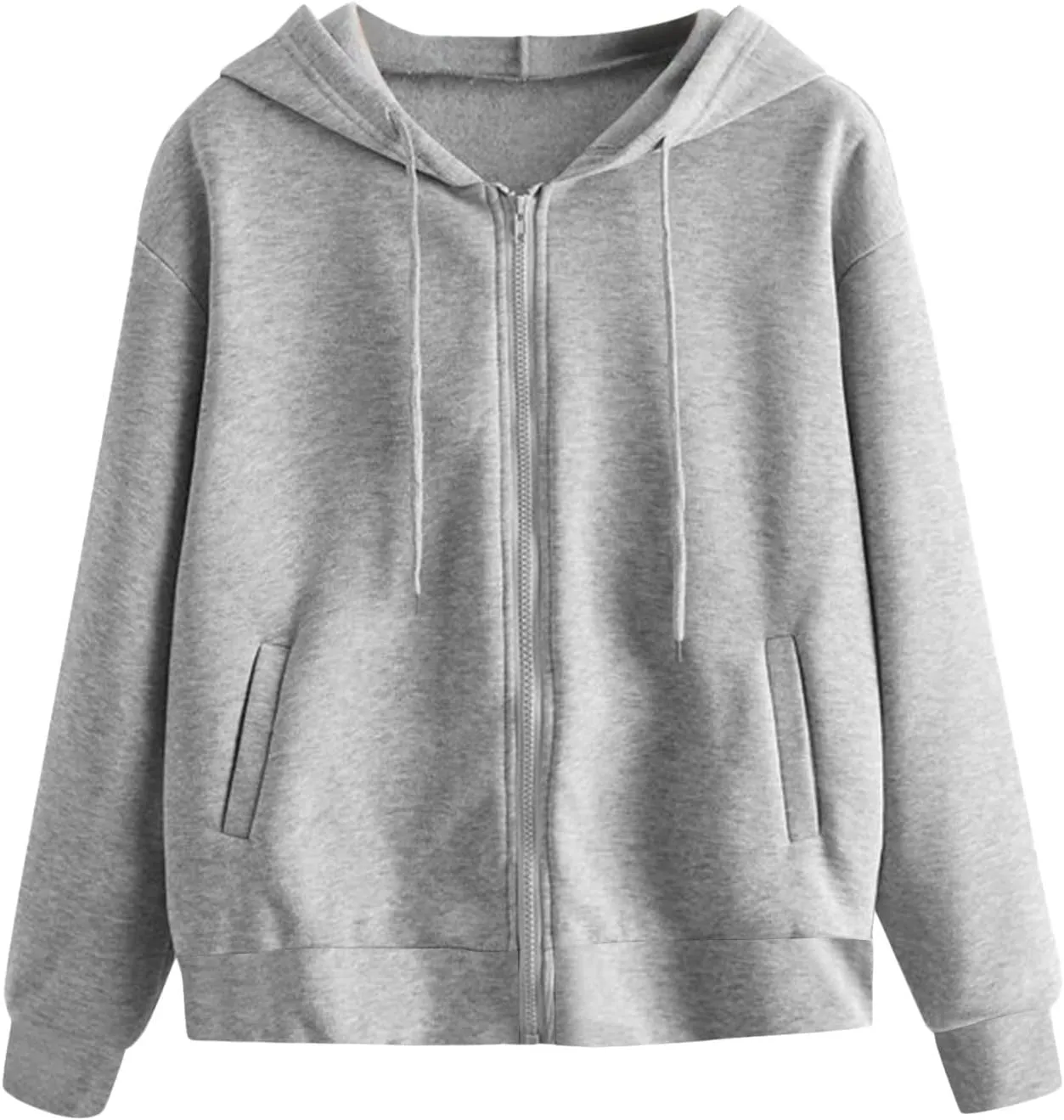 Cropped Zip Up Hoodie Women Cotton Fleece Casual Long Sleeve Hooded Cropped Sweatshirts Oversized Jacket Sweater