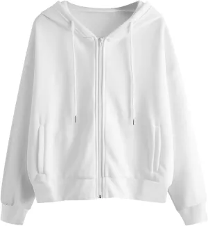 Cropped Zip Up Hoodie Women Cotton Fleece Casual Long Sleeve Hooded Cropped Sweatshirts Oversized Jacket Sweater