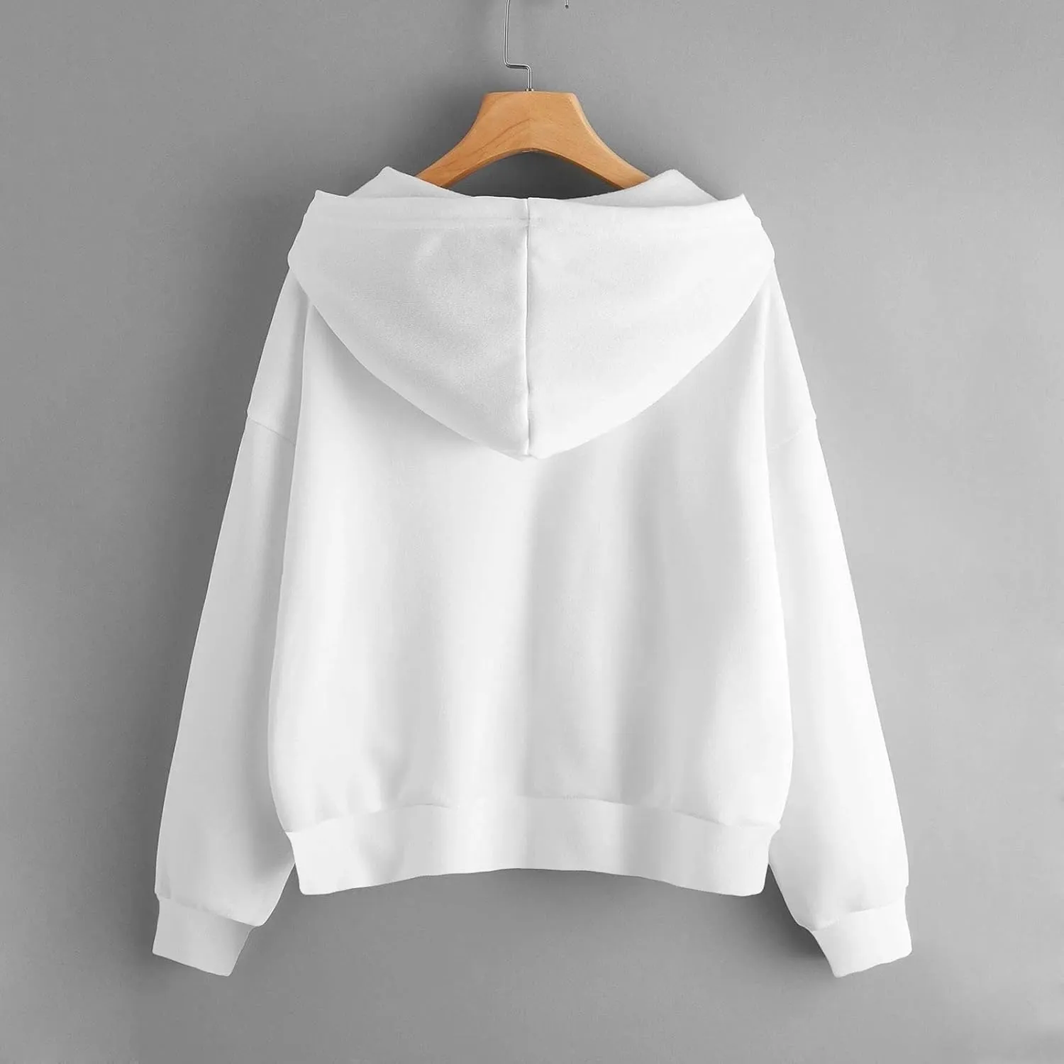 Cropped Zip Up Hoodie Women Cotton Fleece Casual Long Sleeve Hooded Cropped Sweatshirts Oversized Jacket Sweater