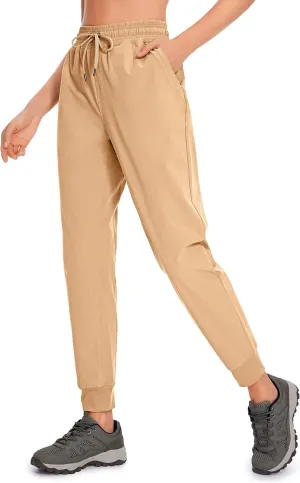 CRZ YOGA Womens Joggers Waterproof Outdoor Golf Athletic Lightweight Hiking Pants with Zipper Pockets 27"