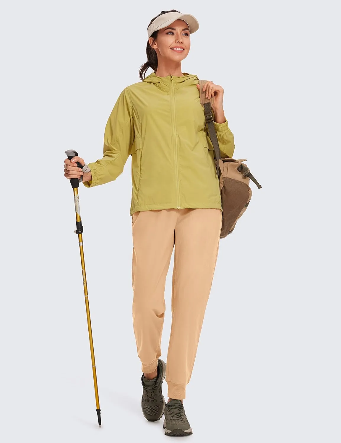 CRZ YOGA Womens Joggers Waterproof Outdoor Golf Athletic Lightweight Hiking Pants with Zipper Pockets 27"
