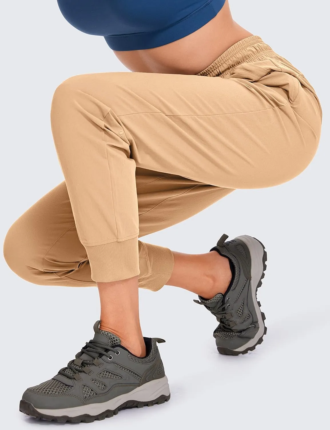 CRZ YOGA Womens Joggers Waterproof Outdoor Golf Athletic Lightweight Hiking Pants with Zipper Pockets 27"