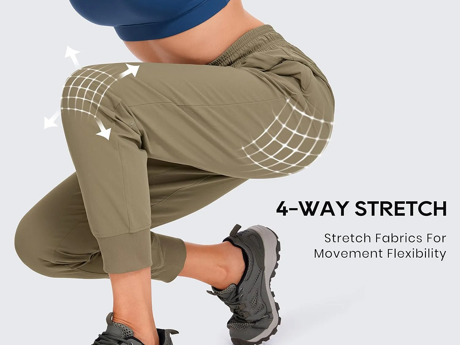 CRZ YOGA Womens Joggers Waterproof Outdoor Golf Athletic Lightweight Hiking Pants with Zipper Pockets 27"