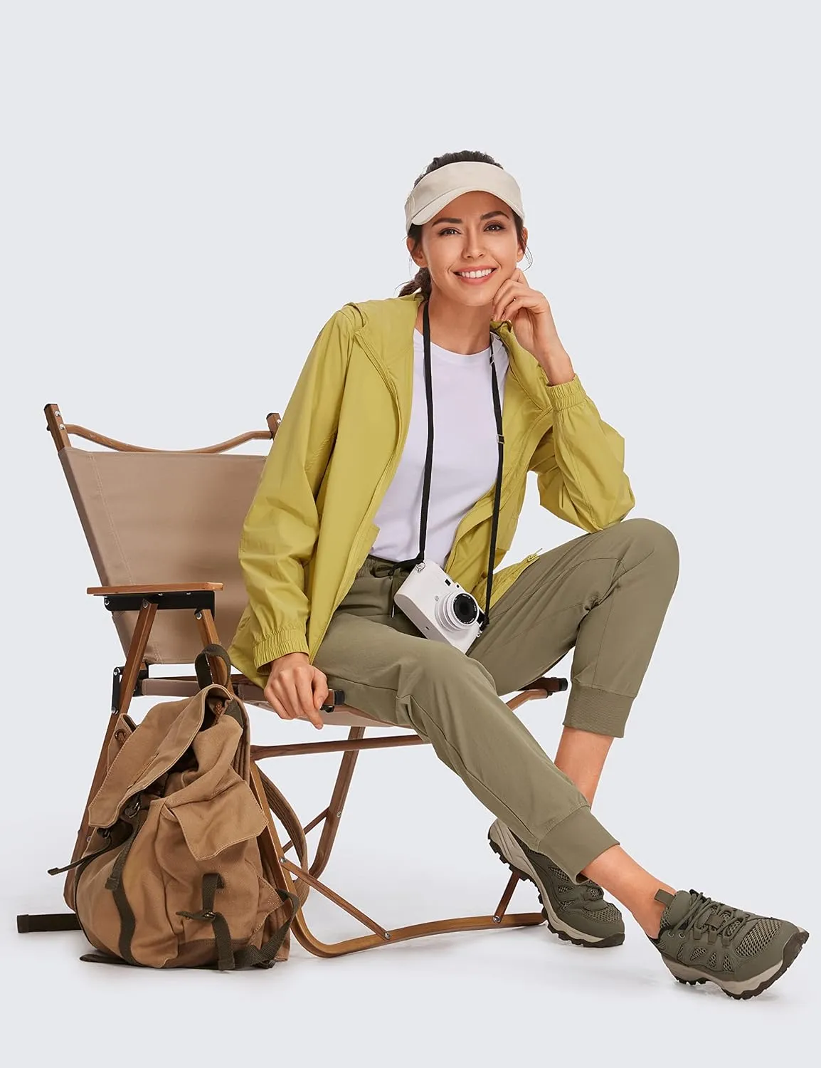 CRZ YOGA Womens Joggers Waterproof Outdoor Golf Athletic Lightweight Hiking Pants with Zipper Pockets 27"
