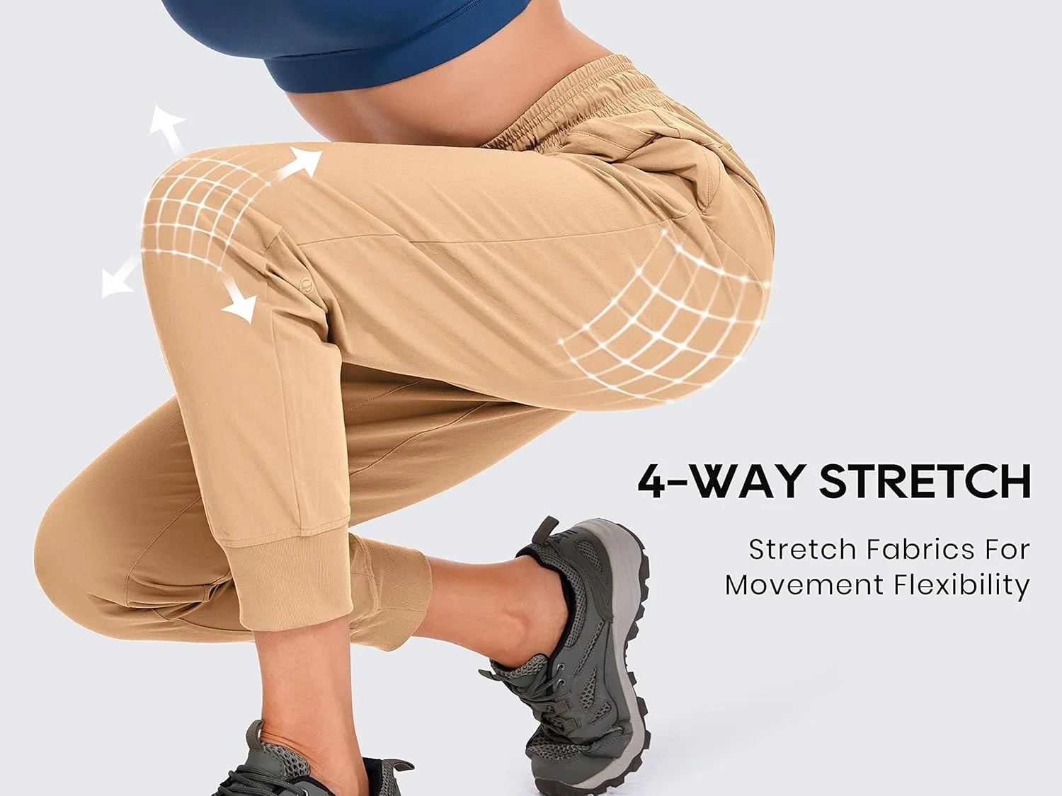 CRZ YOGA Womens Joggers Waterproof Outdoor Golf Athletic Lightweight Hiking Pants with Zipper Pockets 27"