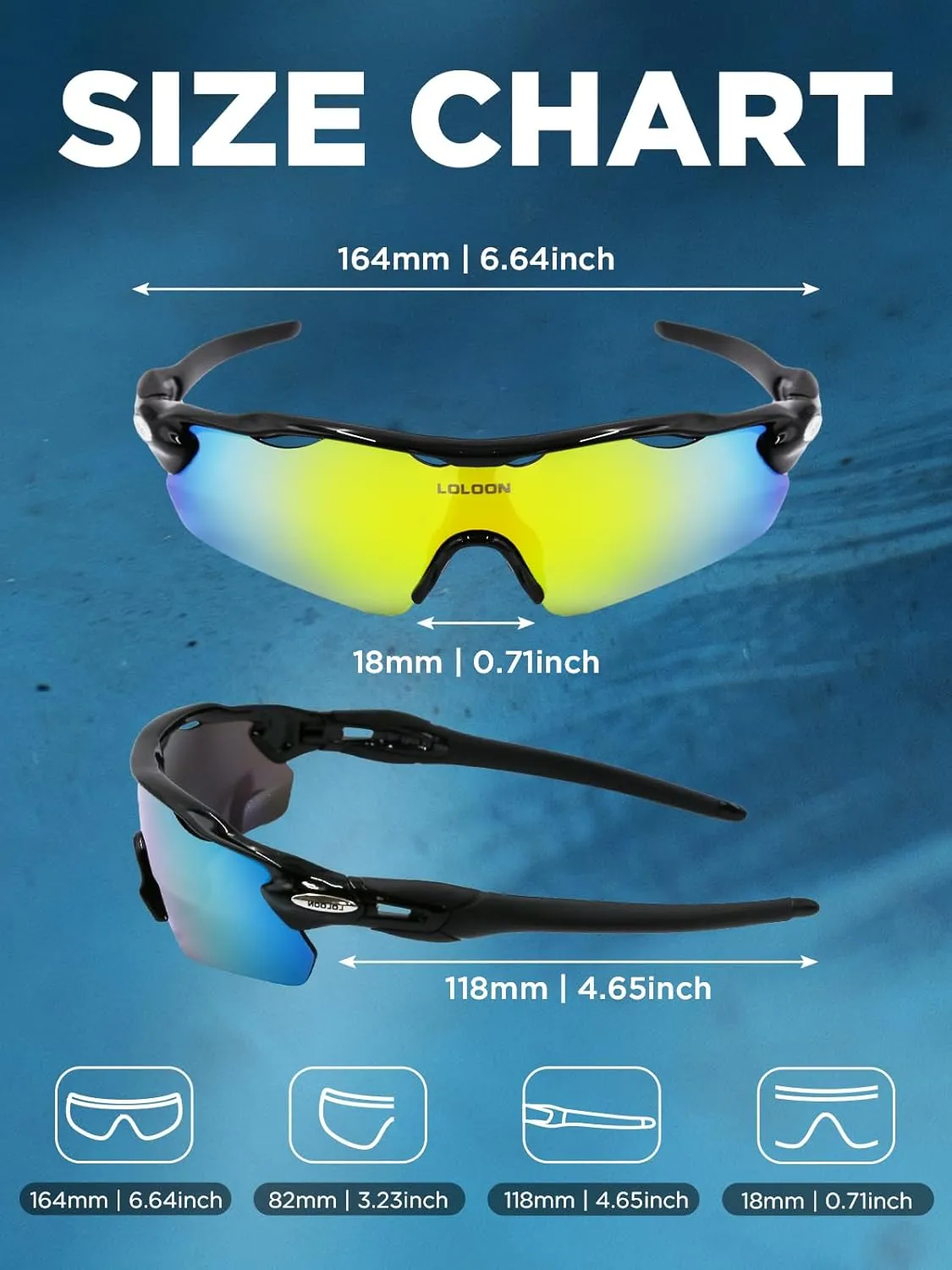 Cycling Glasses for Men Women Youth, UV Protection Sports Sunglasses for Running Climbing Bike Baseball Softball Golf