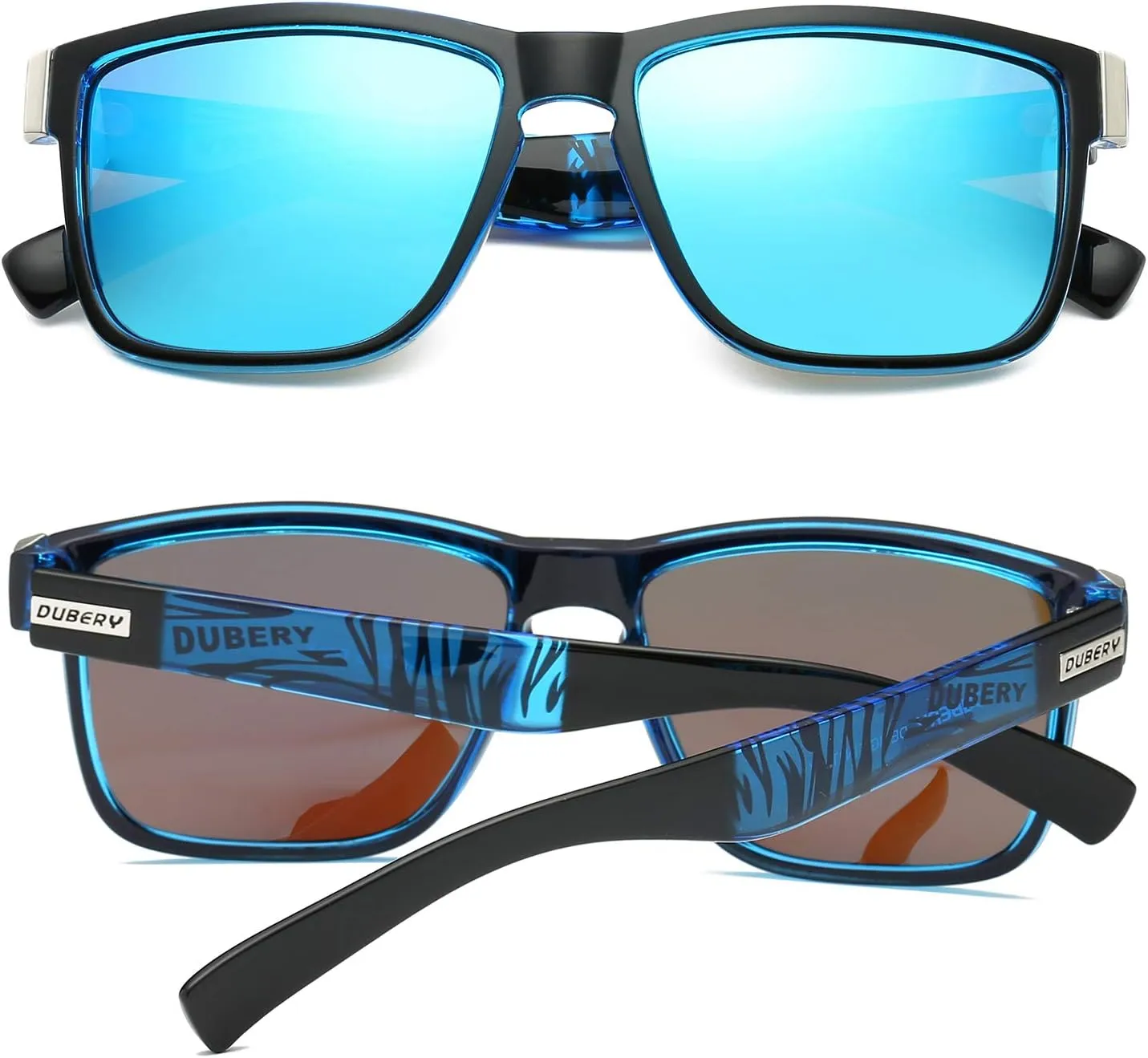 DUBERY Vintage Polarized Sunglasses for Men Women Retro Square Sun Glasses D518