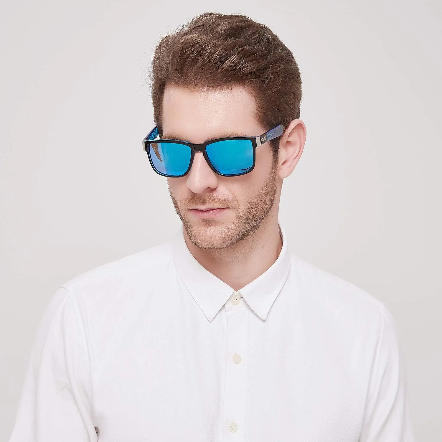 DUBERY Vintage Polarized Sunglasses for Men Women Retro Square Sun Glasses D518