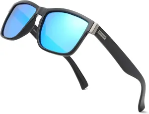 DUBERY Vintage Polarized Sunglasses for Men Women Retro Square Sun Glasses D518
