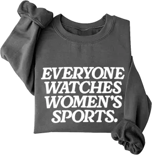 Everyone Watches Womens Sports Crewneck Sweatshirts for Women Casual Workou Graphic Outfits Athletic Loose Fit Tops