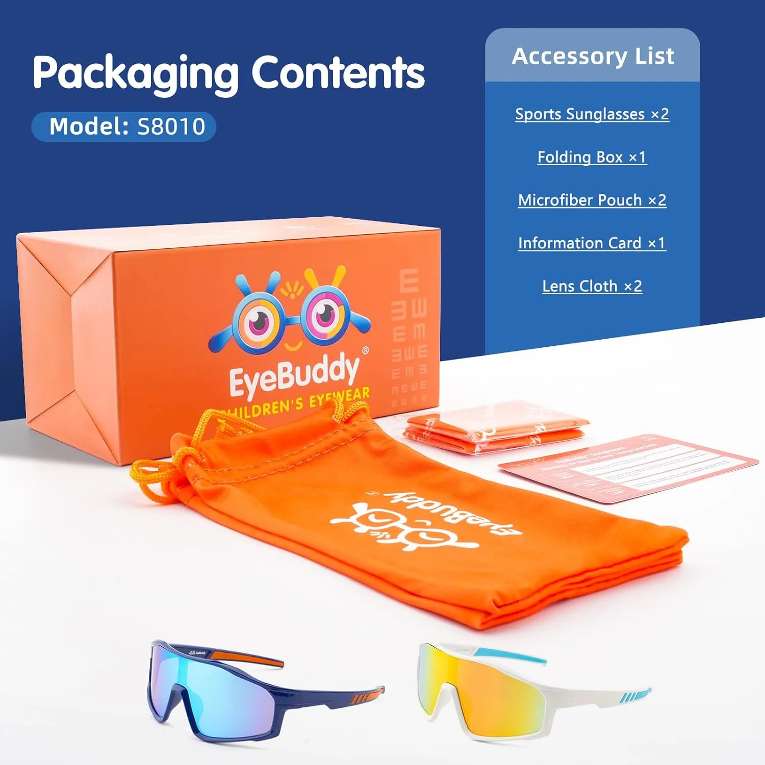 EYEBUDDY Kids Sunglasses Youth Baseball Sunglasses Boys Girls Softball Sports Sun Glasses Polarized UV Protection Age 6-12