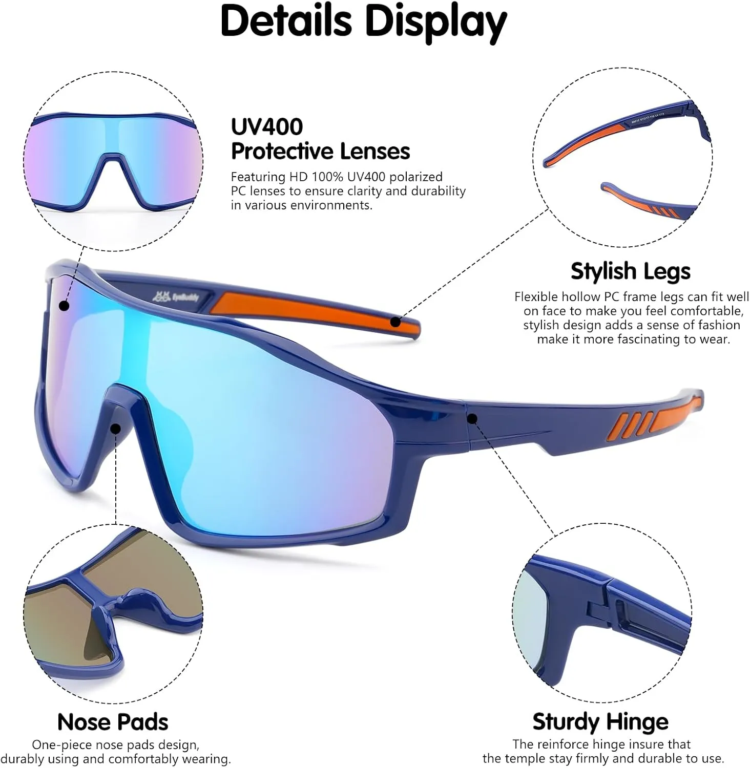 EYEBUDDY Kids Sunglasses Youth Baseball Sunglasses Boys Girls Softball Sports Sun Glasses Polarized UV Protection Age 6-12