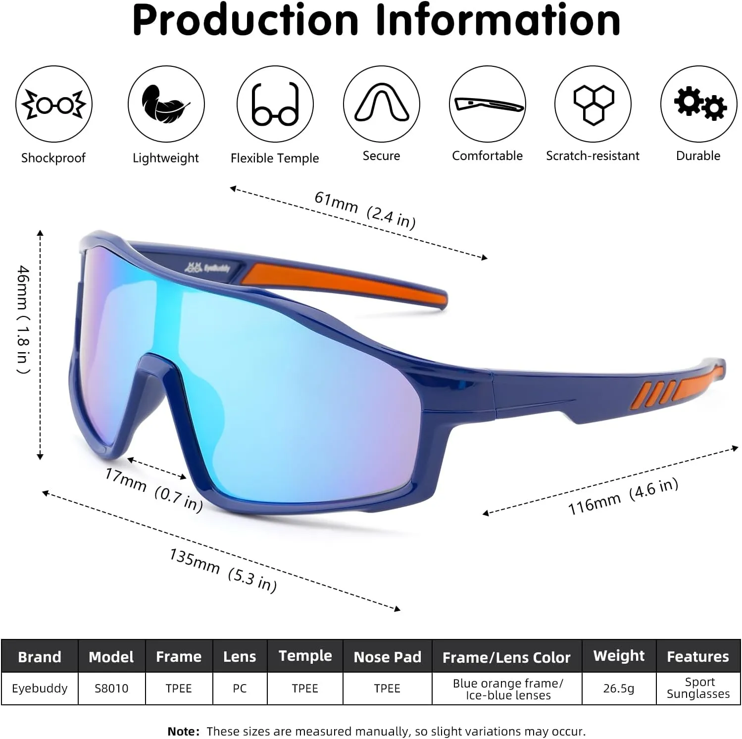 EYEBUDDY Kids Sunglasses Youth Baseball Sunglasses Boys Girls Softball Sports Sun Glasses Polarized UV Protection Age 6-12