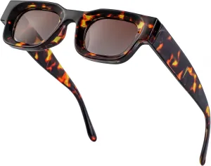 EYLRIM Thick Square Frame Sunglasses for Women Men Chunky Rectangle Polarized Sunglasses UV400 Protection