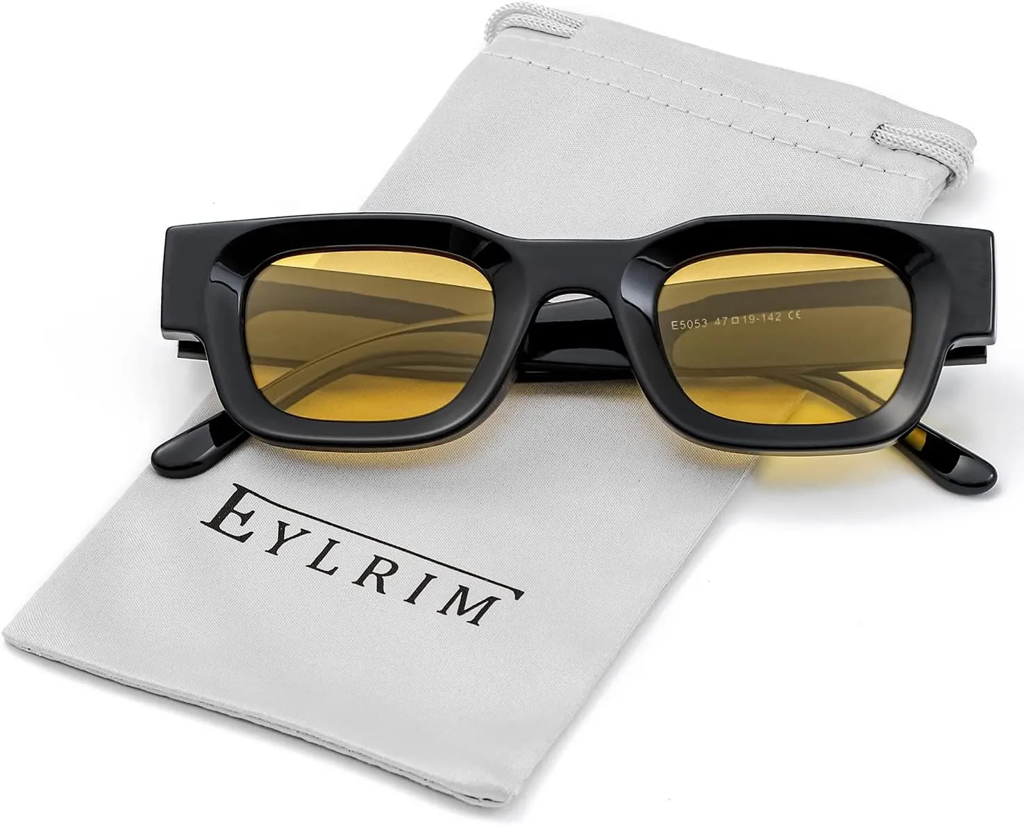 EYLRIM Thick Square Frame Sunglasses for Women Men Chunky Rectangle Polarized Sunglasses UV400 Protection