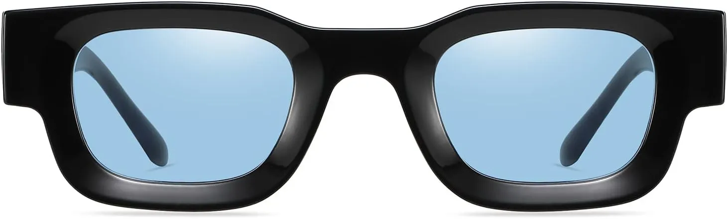 EYLRIM Thick Square Frame Sunglasses for Women Men Chunky Rectangle Polarized Sunglasses UV400 Protection