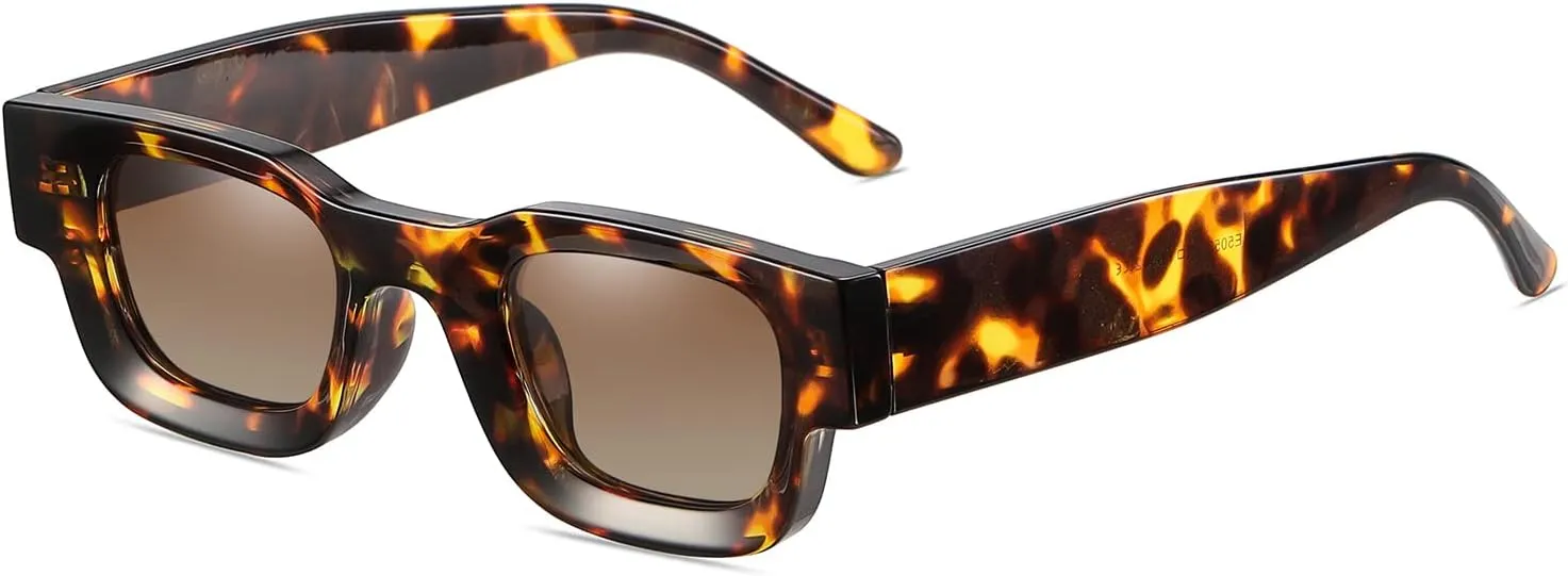 EYLRIM Thick Square Frame Sunglasses for Women Men Chunky Rectangle Polarized Sunglasses UV400 Protection