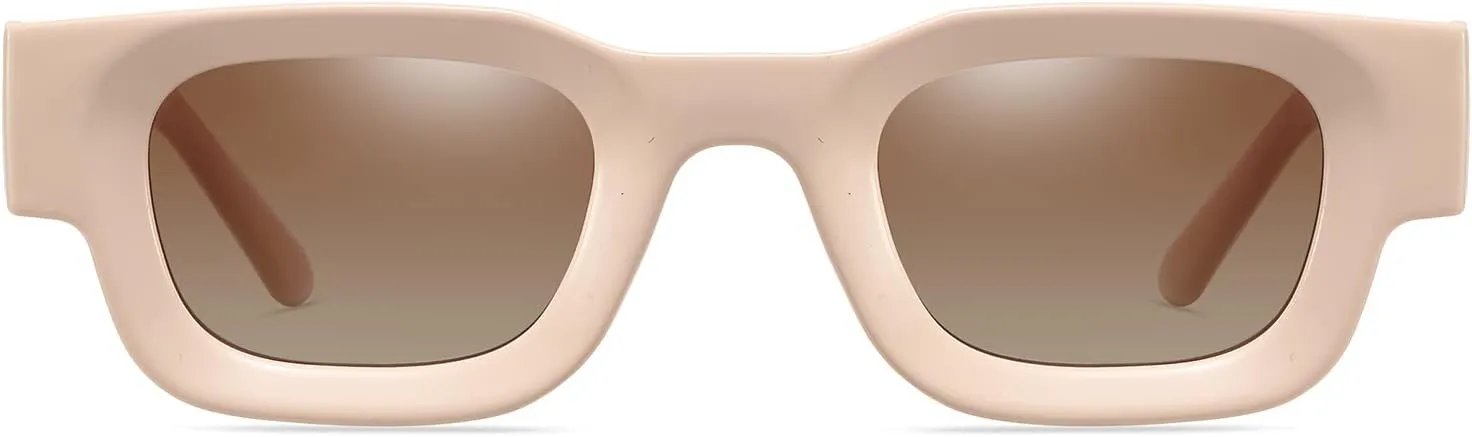 EYLRIM Thick Square Frame Sunglasses for Women Men Chunky Rectangle Polarized Sunglasses UV400 Protection