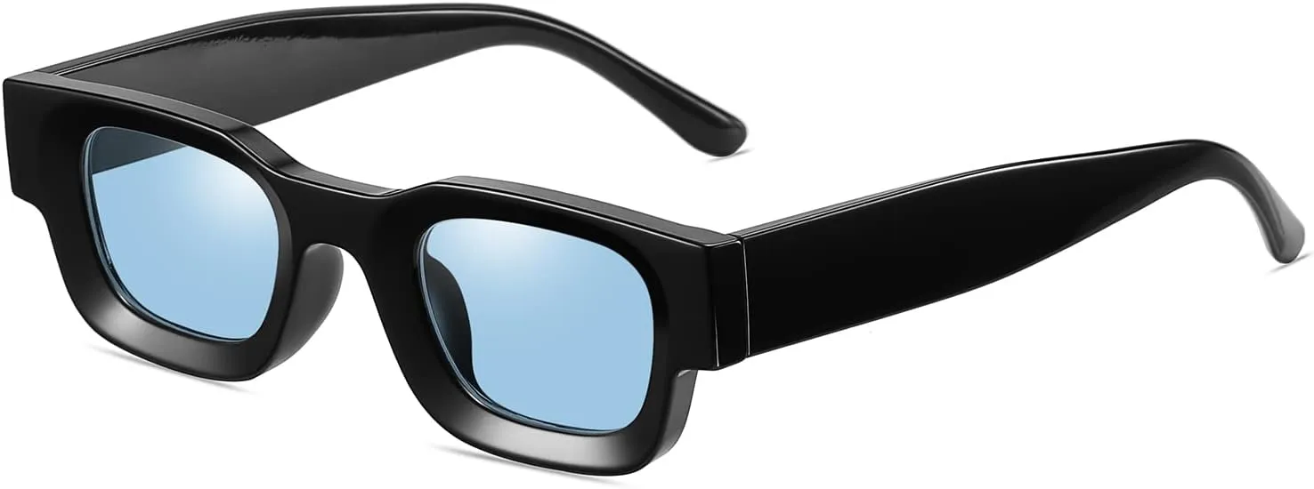 EYLRIM Thick Square Frame Sunglasses for Women Men Chunky Rectangle Polarized Sunglasses UV400 Protection