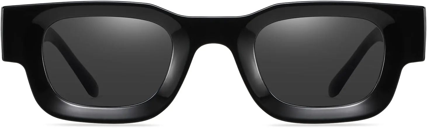 EYLRIM Thick Square Frame Sunglasses for Women Men Chunky Rectangle Polarized Sunglasses UV400 Protection