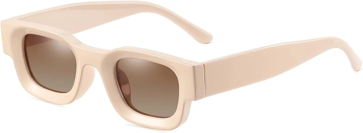 EYLRIM Thick Square Frame Sunglasses for Women Men Chunky Rectangle Polarized Sunglasses UV400 Protection