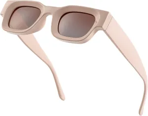 EYLRIM Thick Square Frame Sunglasses for Women Men Chunky Rectangle Polarized Sunglasses UV400 Protection