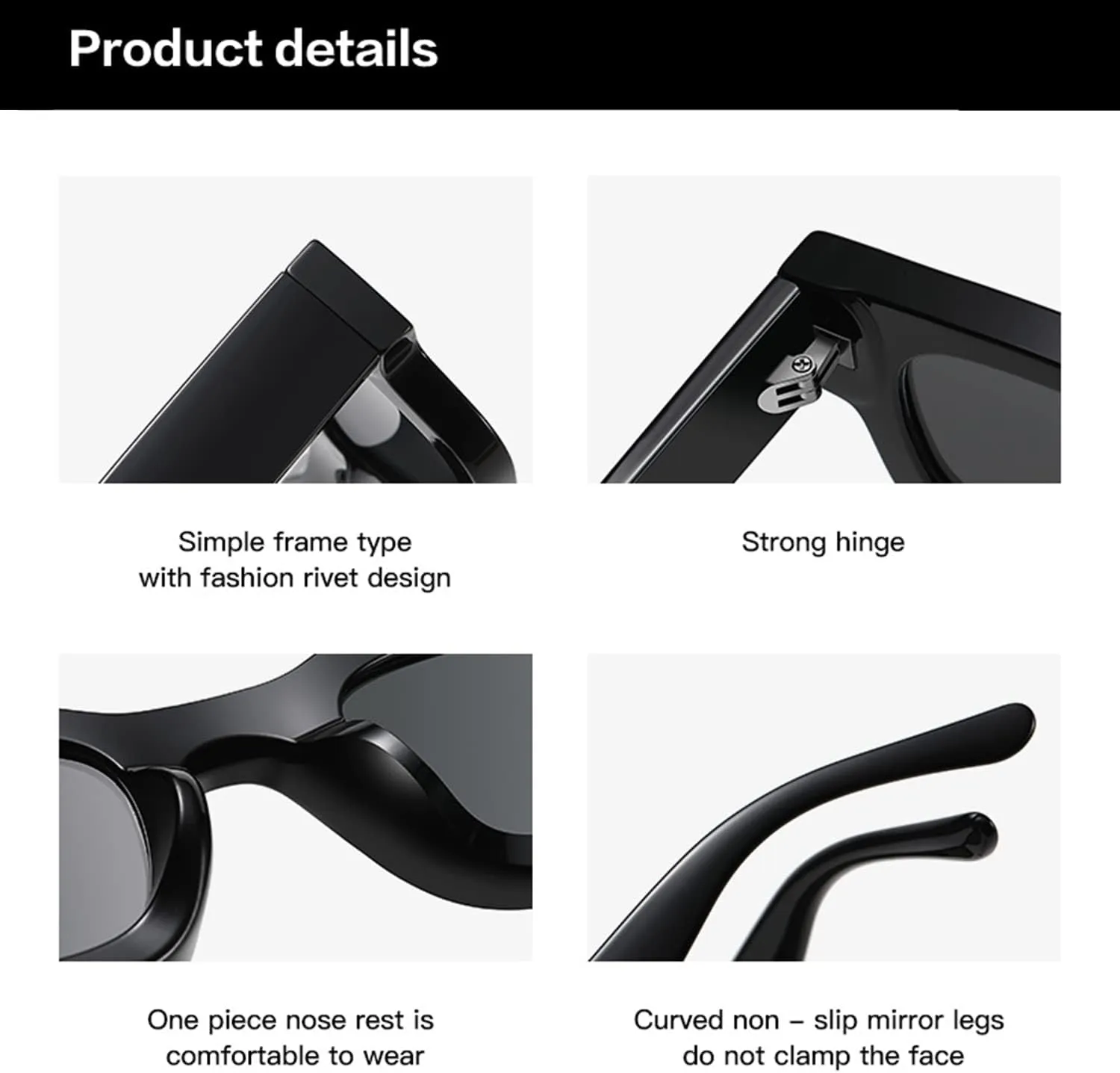 EYLRIM Thick Square Frame Sunglasses for Women Men Chunky Rectangle Polarized Sunglasses UV400 Protection