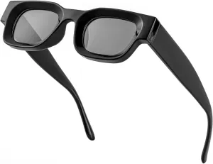 EYLRIM Thick Square Frame Sunglasses for Women Men Chunky Rectangle Polarized Sunglasses UV400 Protection